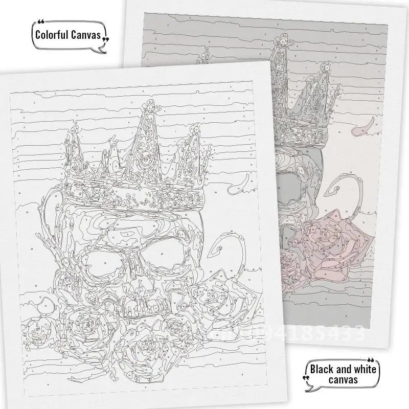 RUOPOTY рамка DIY картина по номерам для взрослых ремесла череп раскраска акриловая