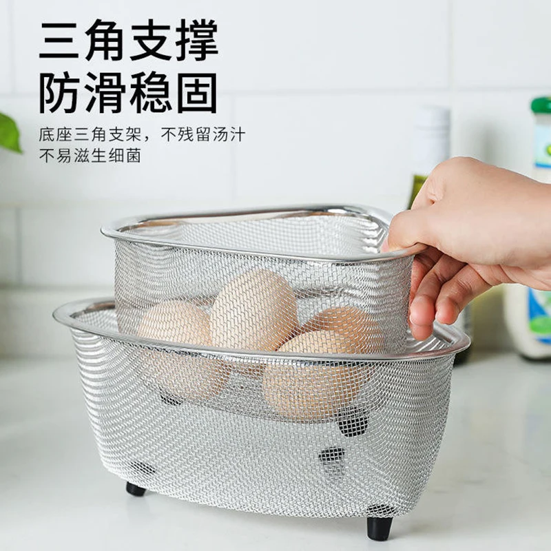 

Kitchen Sink Drain Basket Stainless Steel Triangle Food Vegetables Peel Egg Filter Storage Organizer Kitchen Shelf Rack Drainier