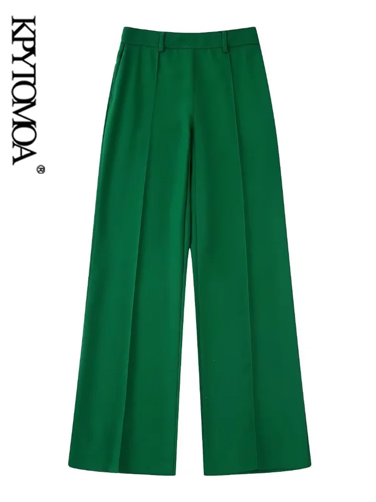 

Женские модные прямые брюки KPYTOMOA с вышивкой сверху, винтажные женские брюки с высокой талией и боковой молнией