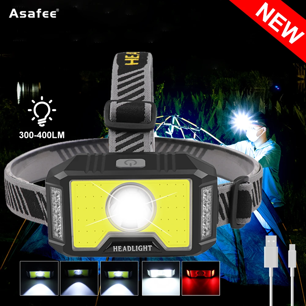 

Asafee G12 Powerful Portable Headlight 5 Modes Waterproof Built-in 1800mAH Battery Suitable for Work Outdoor Running Camping