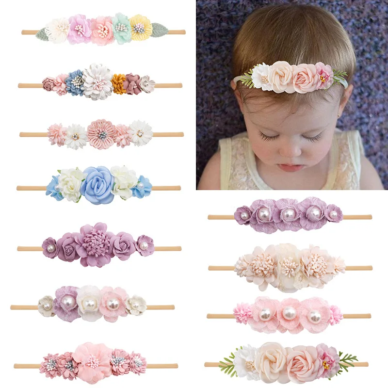 

Newborn Baby Girls Hairbands Fabric Flowers for Headbands DIY Jewelry Photographed Photos Cute Children Hair Accessories New