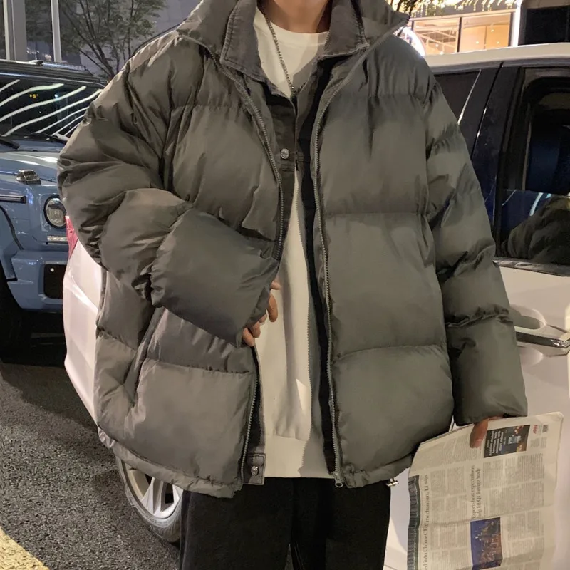 Winter Jacket Men Warm Fashion Casual Denim Stitching Thicke Short Coat Men Korean Loose Oversized Down Jacket Mens Parker M-2XL