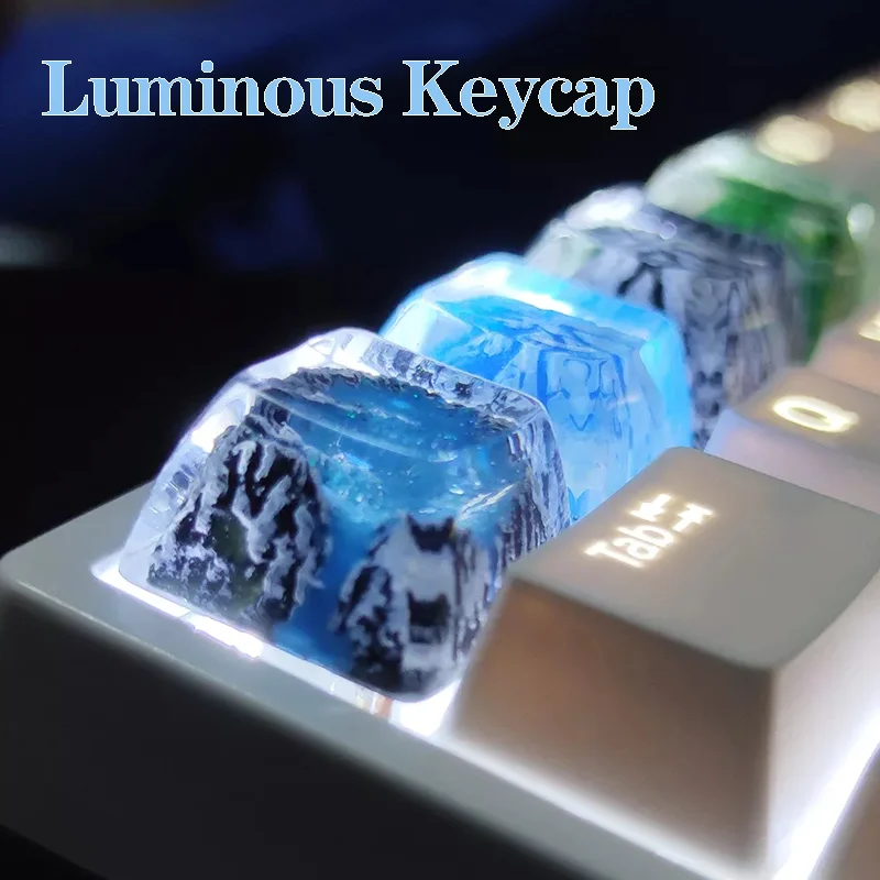 

Custom keycaps Mount Fuji Snow Mountain Resin Keycaps For Cherry Switch Mechanical Keyboard SA Profile Backlit Luminous Key Cap