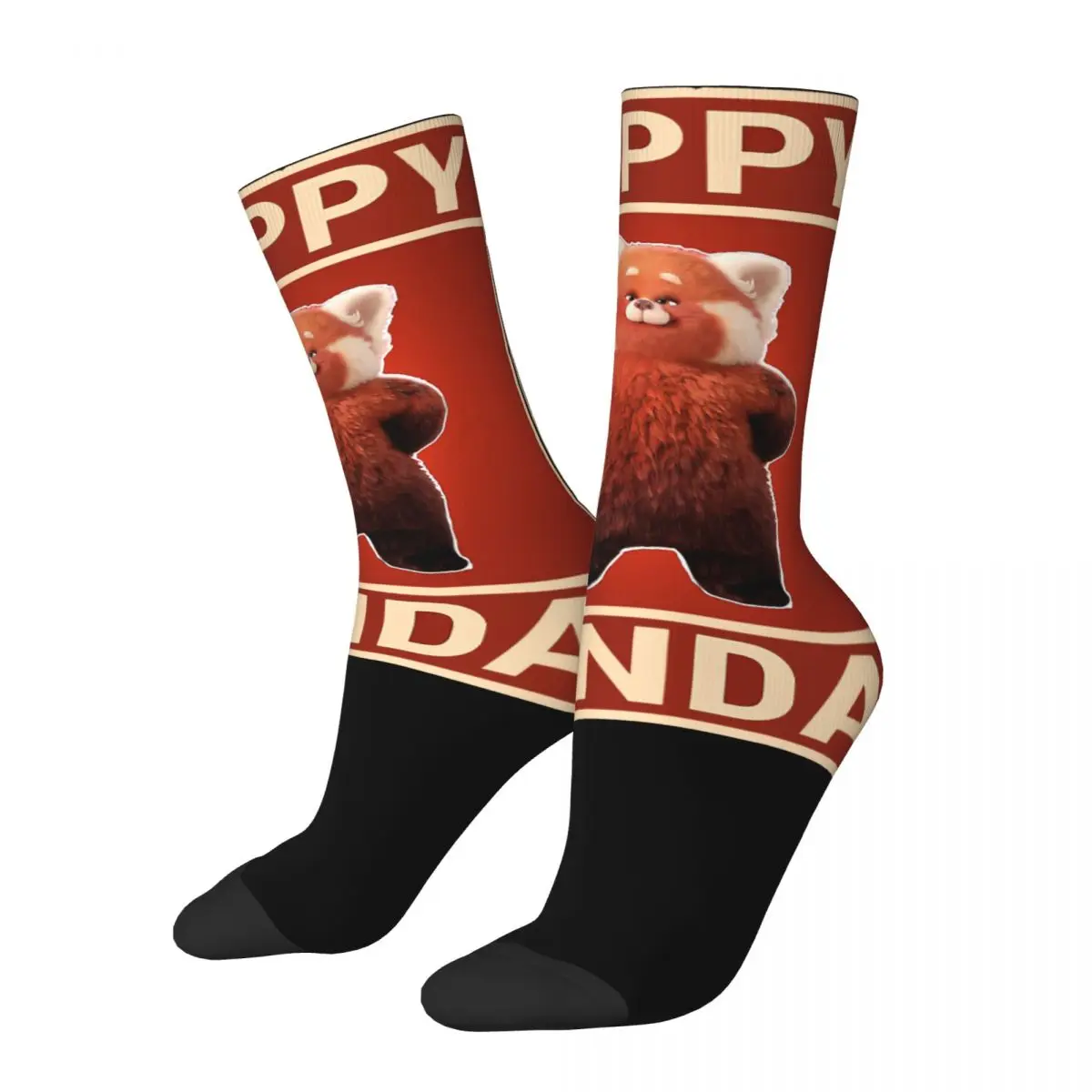 

Funny Compression Sock for Men Happy Panda Hip Hop Vintage Turning Red Meilin Film Happy Seamless Pattern Printed Boys Crew Sock