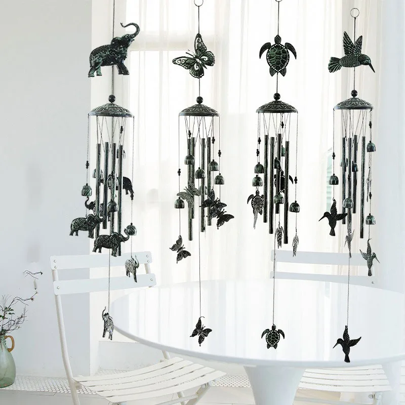 

Outdoor Garden Decoration Easter Wind Chimes Metal Green Animal Butterfly Turtle Iron Home Courtyard Patios Hanging Ornament