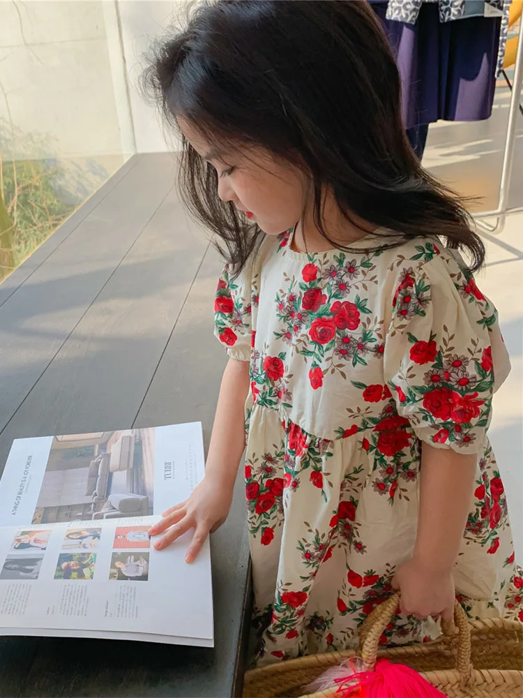 Свободное Повседневное платье для девочек модные милые платья с круглым вырезом