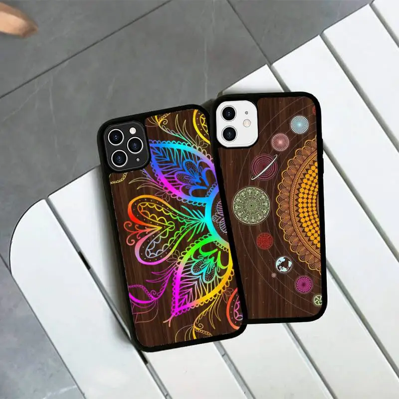 

Mandala Flower Totem Phone Case Silicone PC+TPU Case for iPhone 11 12 13 Pro Max 8 7 6 Plus X SE XR Hard Fundas
