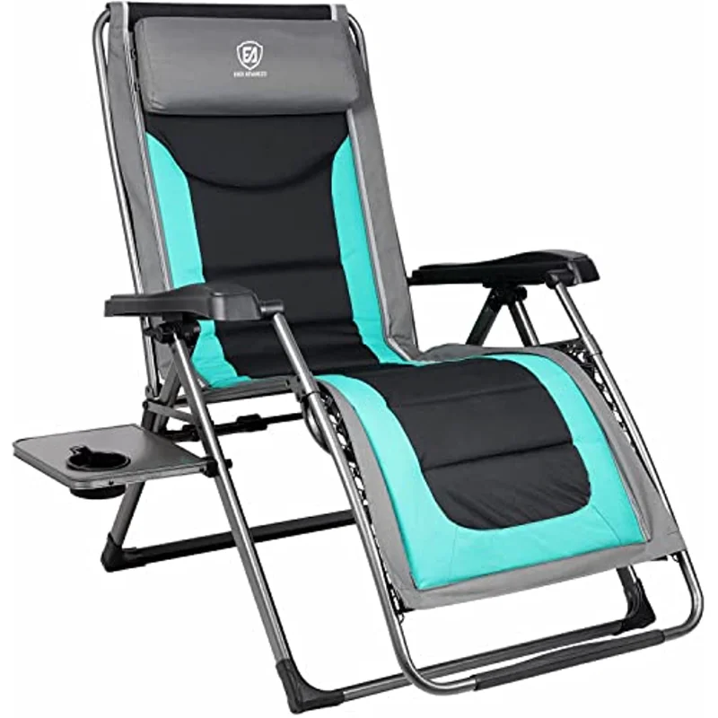 

EVER ADVANCED Oversize XL Zero Gravity Recliner Padded Patio Lounger Chair with Adjustable Headrest Support 350lbs (Green)