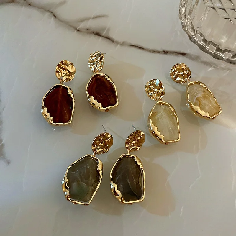 

2022 New Fashion Earrings Zircon Square Stone Earrings Vintage Gold Color Small Earrings For Women Jewelry Accessorries