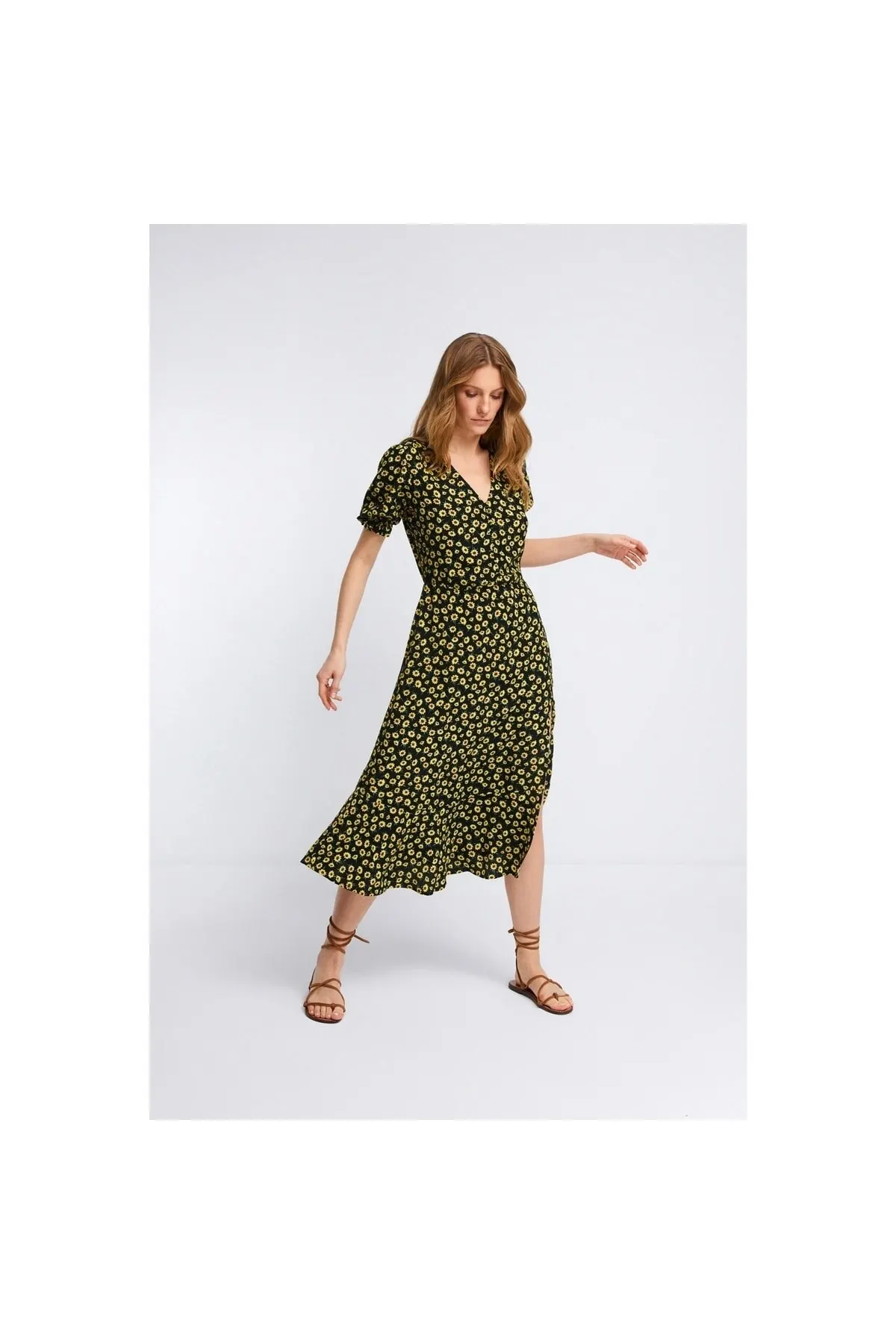 

Women's Dress Floral Patterned Slit Midi Elegant Fashion Casual Casual Casual Casual Casual Casual Casual Casual Casual Casual shirt Dress
