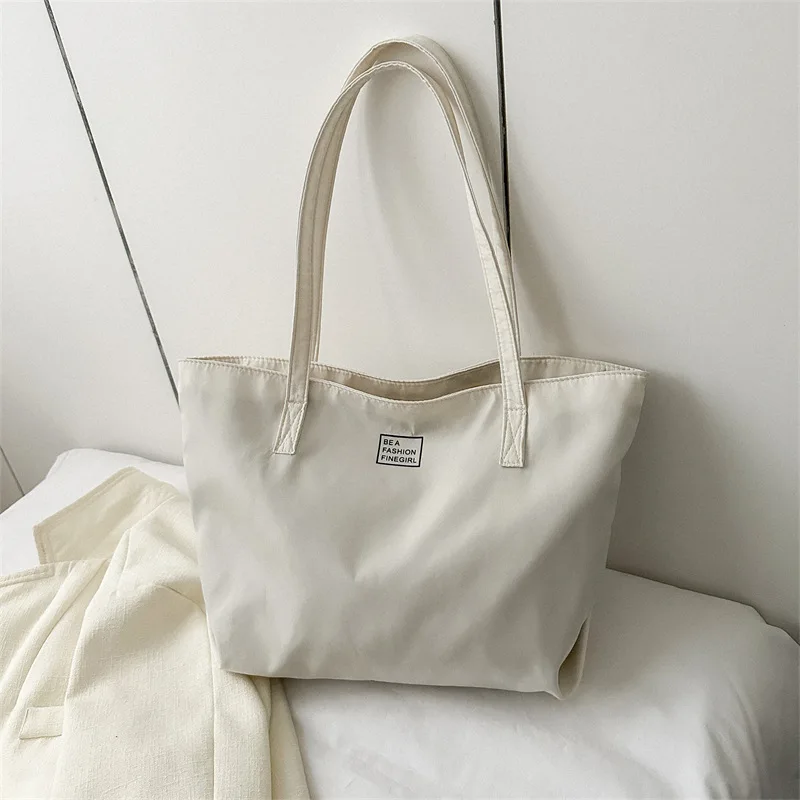 Soft Nylon Bag Large Capacity Women Shopping Bag Casual Literary Zipper Ladies Shoulder Tote Bags Fashion Zipper Women Handbags
