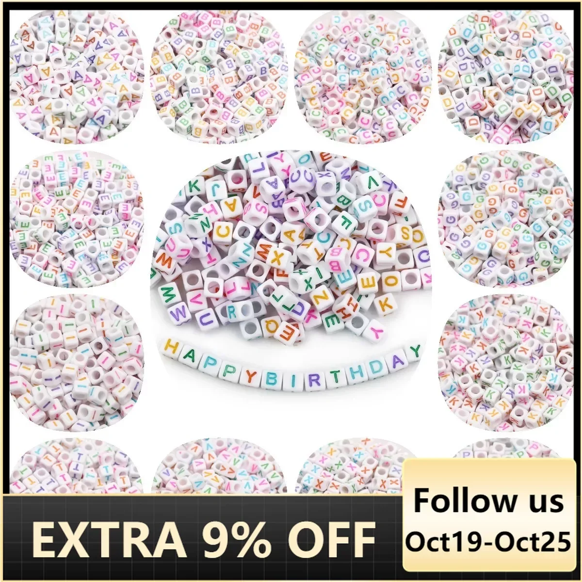 

50pcs Acrylic Square Letter Beads Cube Loose Spacer Single Colored Alphabet Beads For Jewelry Making Diy Handmade Accessories