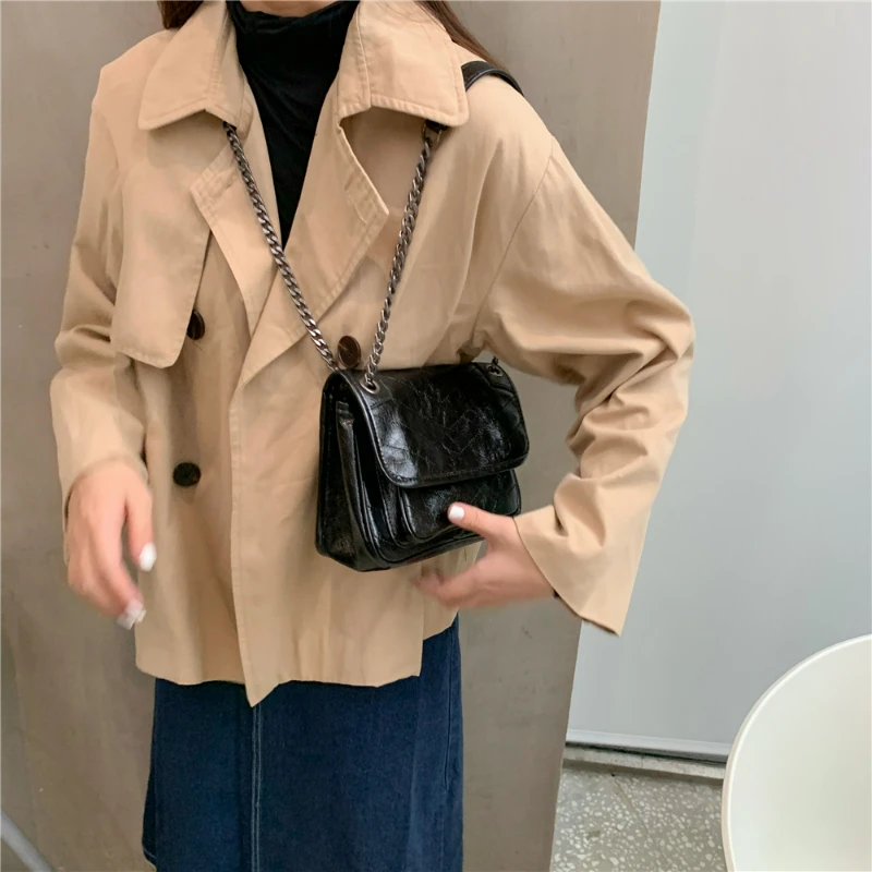 Chain Bag for Women Soft PU Leather Solid Color Shoulder Underarm Bag 2023 Korean Large Capacity Retro Purses and Handbags
