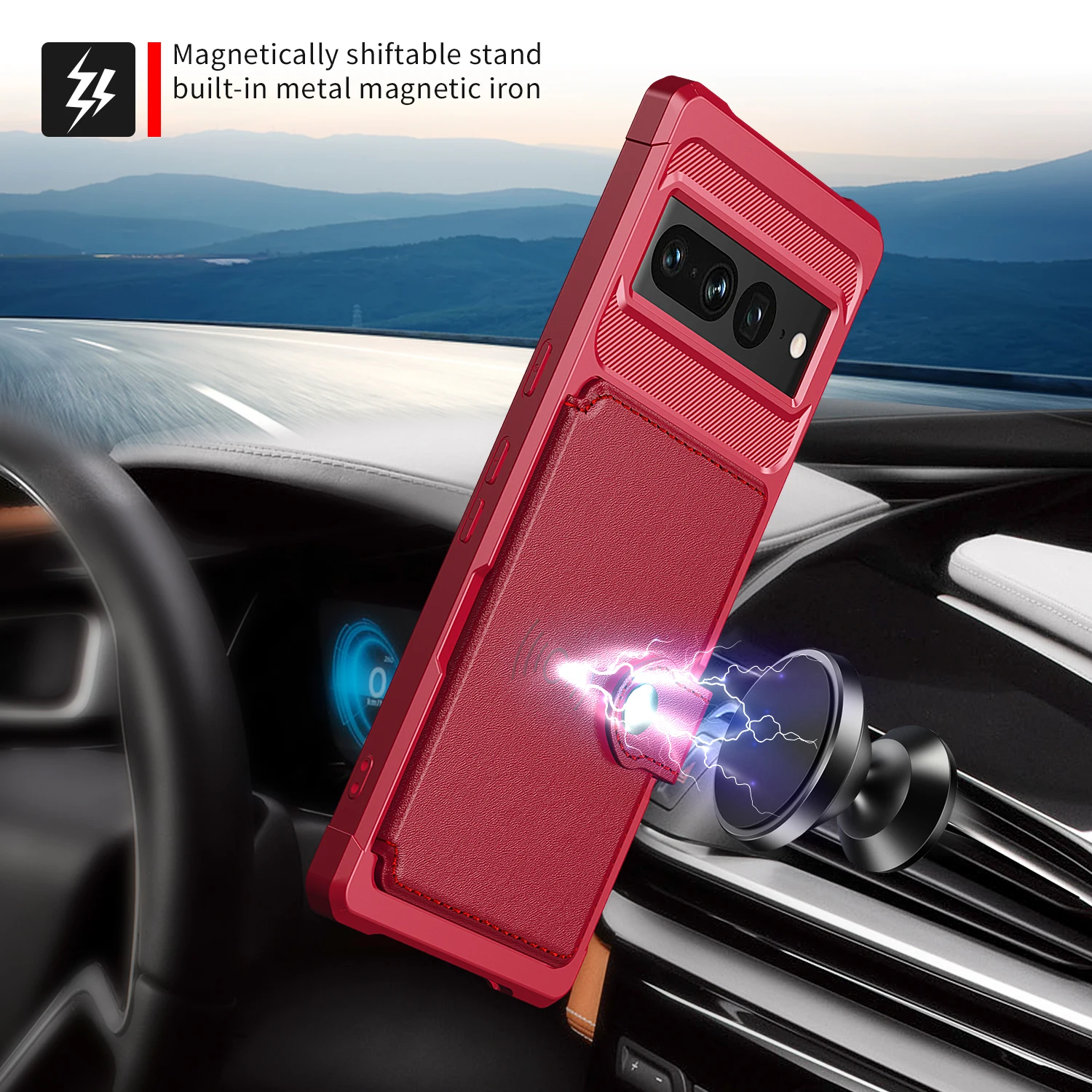 Shockproof Magnetic Card Slots Leather Cover Protect Case For Google Pixel 7 Pro