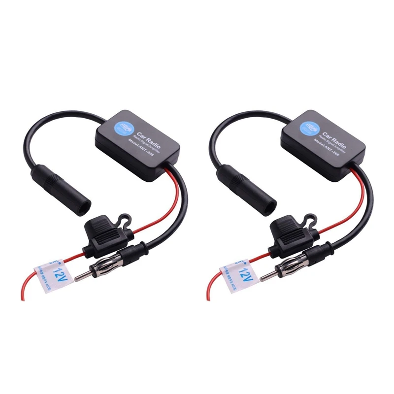 

2X For Universal 12V Auto Car Radio FM Antenna Signal Amp Amplifier Booster For Marine Car Vehicle Boat 330Mm FM