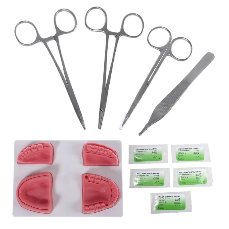 

Premium Complete Oral Suture Practice Kit 4 Different Oral Silicone Suture Pads Suture Thread Needle Scissors Forcep