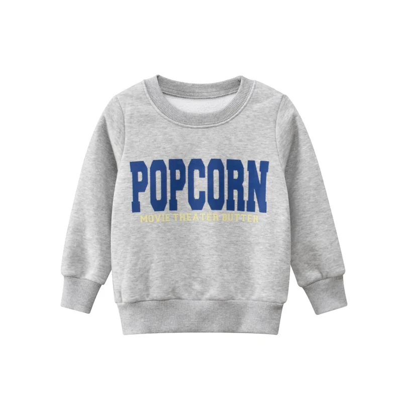 

Korean Children's Sweatshirts Autumn Winter New Plus Velvet Letter Pullover Tops Boys Long Sleeve Baby Clothes Dropshipping