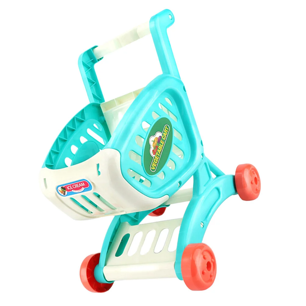 

Children's Shopping Cart Kids Playing Toys Dolls Storage Rack Ice Cream Plastic Small Desk Decor