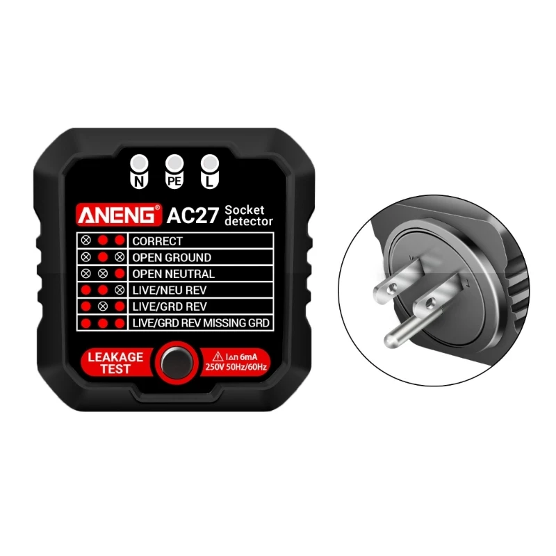 Тестер розеток US/EUPlug Детекторы проверки полярности и фазы Электроскоп для