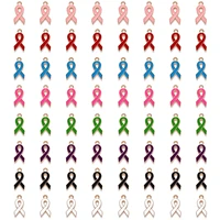10 golden alloy enamel ribbon breast cancer awareness charms pendants 20mm