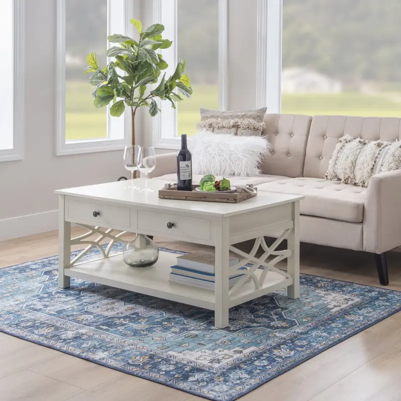 

2-Drawer Lift- Coffee Table, White