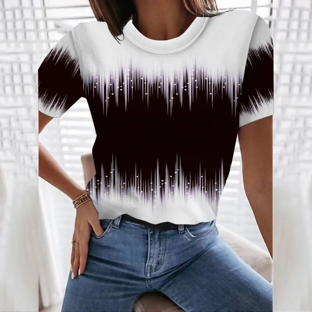 

Womens Gradient Short Sleeve Tunic Tops Summer Casual Loose Blouse Tee T Shirt High Quality Clothing