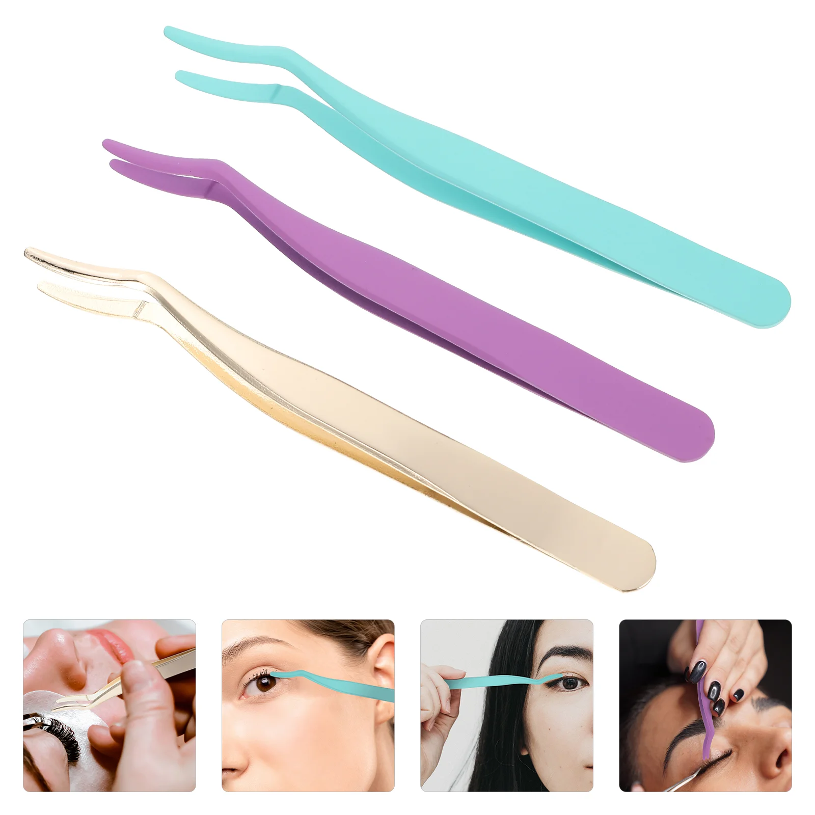 

3pcs Lash Extension Tweezers Eyelash Applicator Tool False Eyelash Tweezers Lash Extensions Tweezers