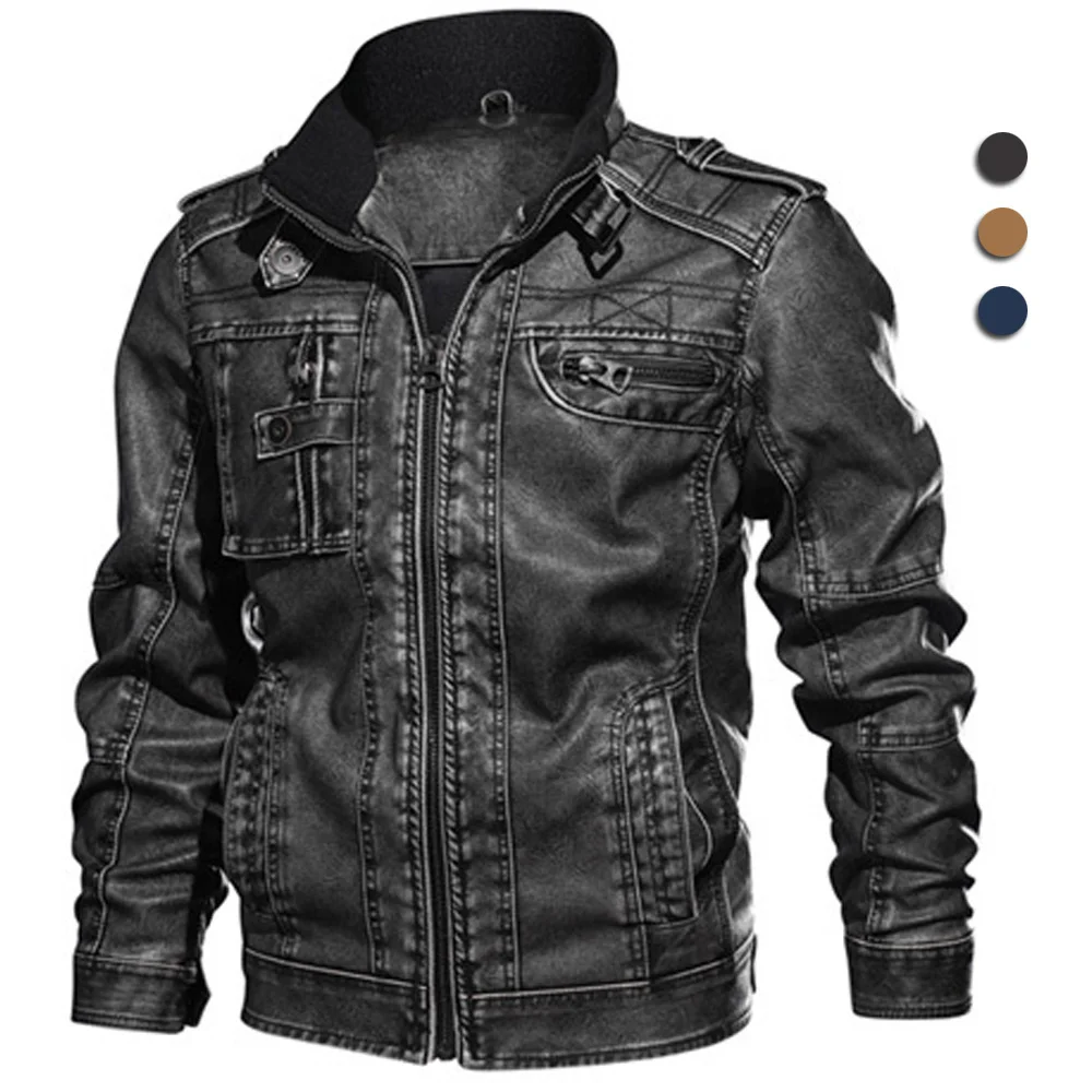 

Brand Leather Jacket Men Vintage Biker PU Coat Causal Motorcycle Jackets Plus Size 8XL 3D Stand Collar Autumn Winter Thick Tops
