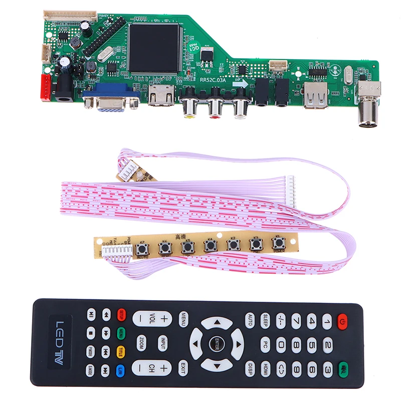 

The New LCD TV Drive Board RR52C.03A Supports DVB-T DVB-T2 Can Replace 3663 Chip Motherboard Free Key Remote Control