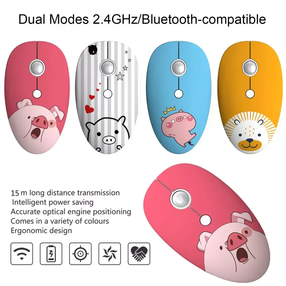 

2023NEW Desktop Mouse Power Saving Ergonomic Battery Operated Quick Response 2.4GHz/Bluetooth-compatible Wireless Mouse for Of