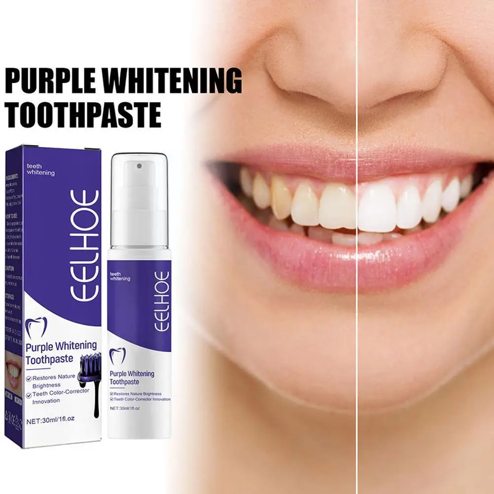 

Purple Tone Brightening Toothpaste Whitening Teeth New Tartar Stains Yellow Remove Cleaning To Whitening Dazzling D4V6