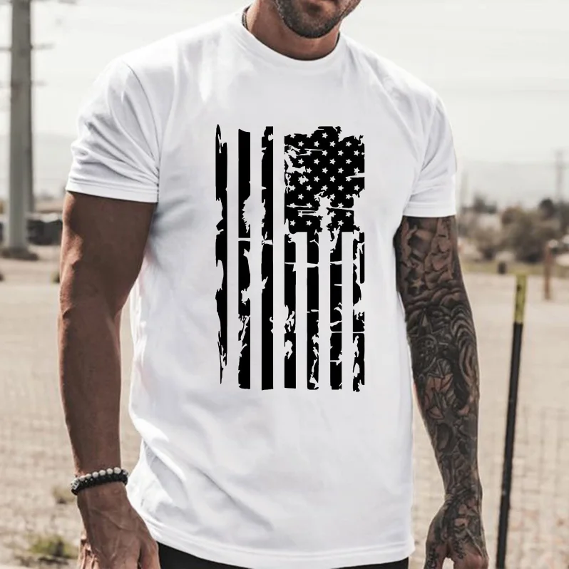 Мужская футболка в стиле ретро с принтом национального флага летняя