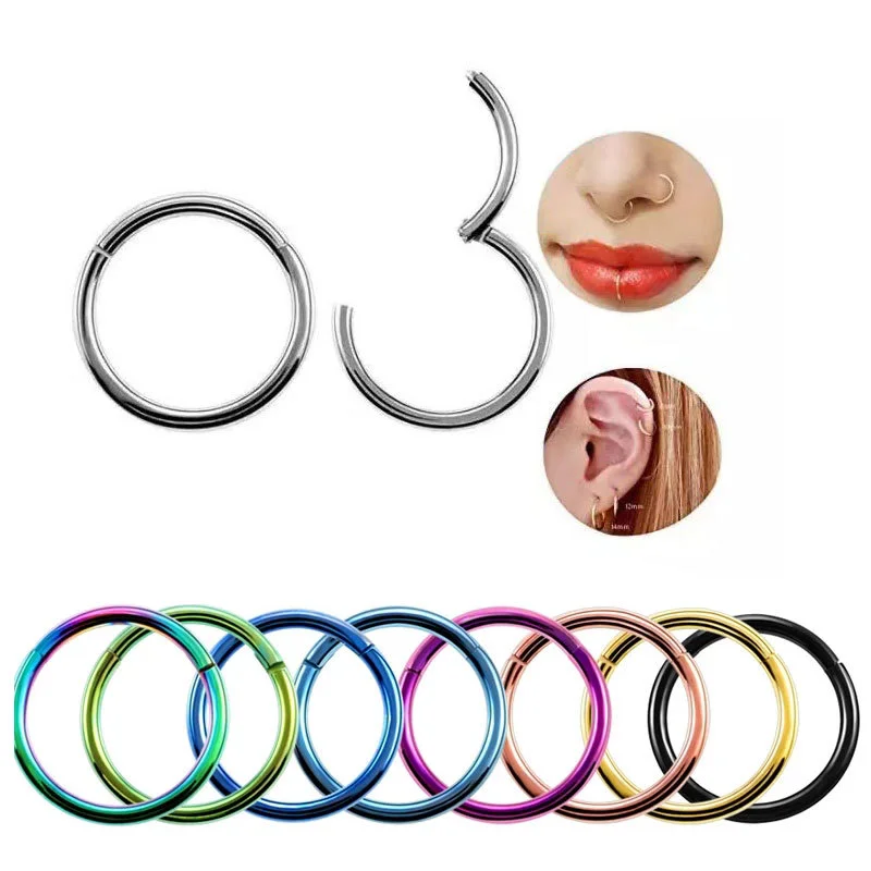 

Titanium Hinged Segment Small Nose Rings Ear Cartilage Tragus Helix Lip Piercing Body Clips Hoop For Cartilage Piercing Jewelry