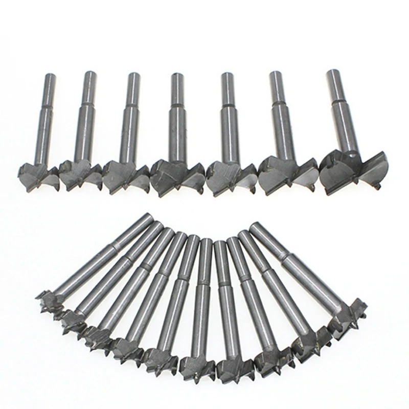 

Woodworking Flat Wing Drill 15-35mm 16 Pcs Carbide Bits Wood Tool Punching Bit Wood Slabs Flat Wing Drilling Hole Hinge
