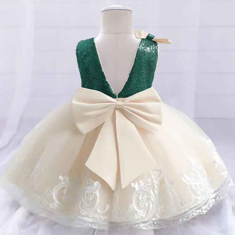 Toddler Girl Big Bow Birthday Princess Dress Baby Girl Formal Pageant Gala Prom Costume Flower Girl Sequin Wedding Party Vestido