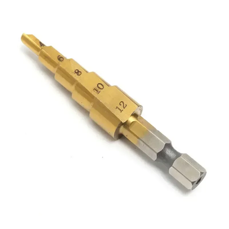 

4-12 мм 4-20 мм ступенчатое сверло с покрытием из быстрорежущей стали из титана, высокоскоростная сталь, металл, дерево, резак для отверстий, аксессуар для конического сверления