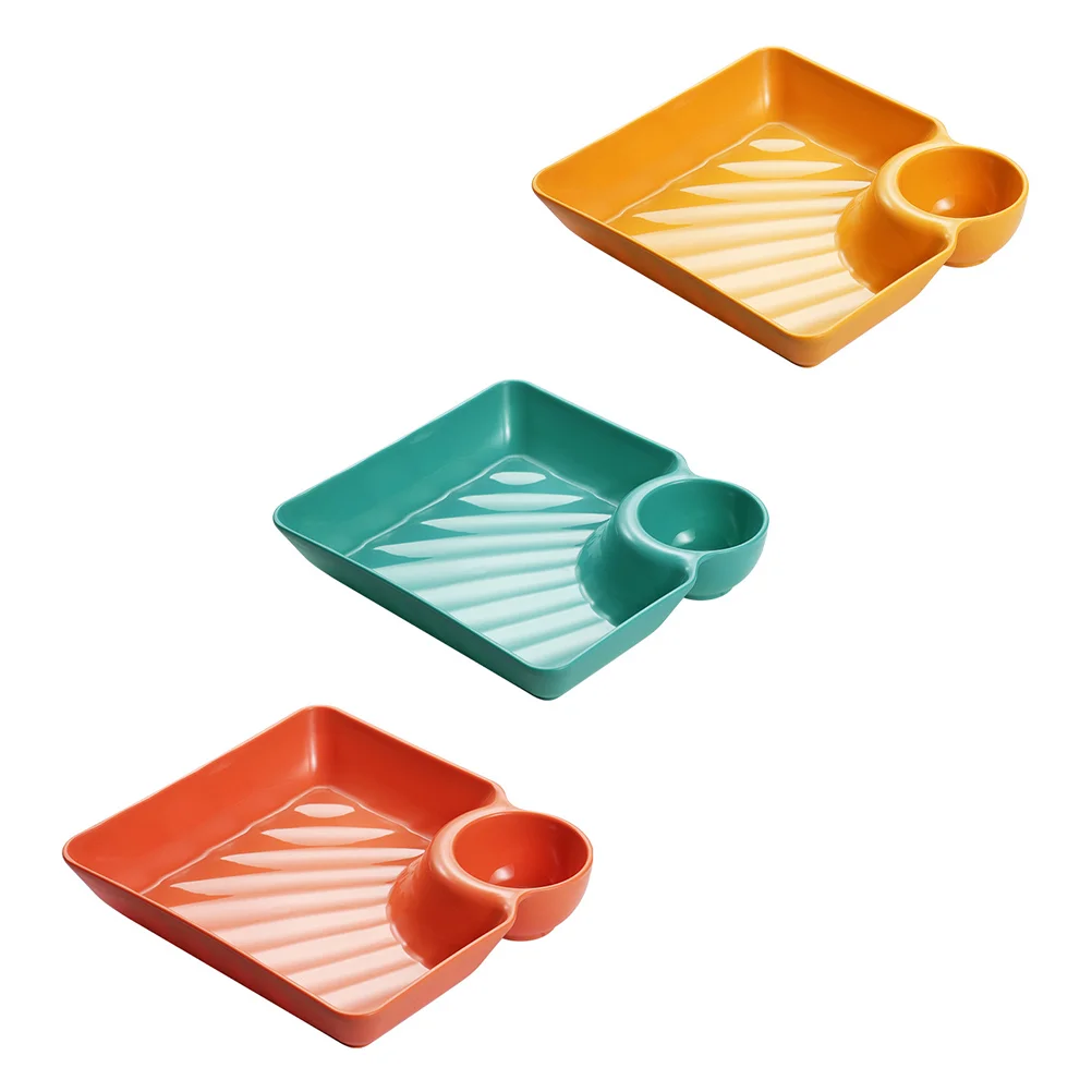 

Plate Sushi Serving Tray Platter Plates Dumpling Dip Dishes Japanese Snack Dish Appetizer Chip Sauce Ceramic Divided Cake