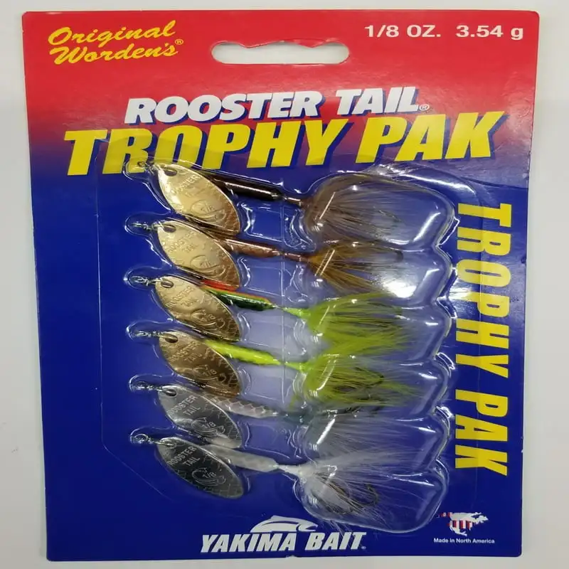 

Rooster Tail Trophy Fishing Lures, Assorted Colors, 1/8 oz., 6 Count, 223 Y349