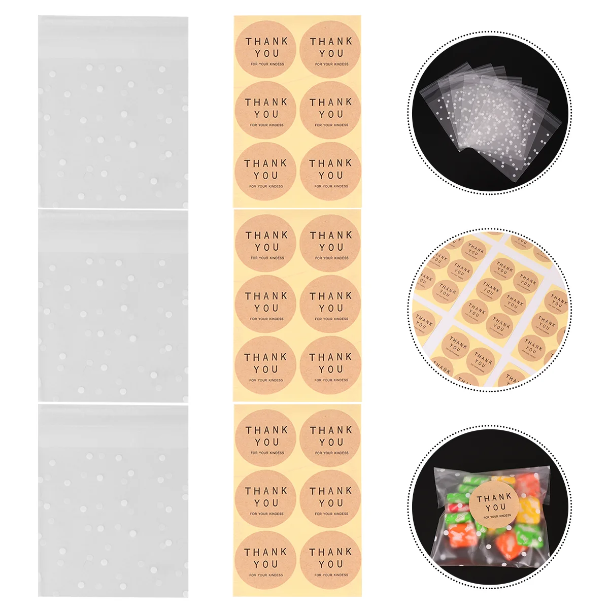 

300 Pcs Packaging Bag White Gift Bag Candy Box Kids Polka Dot Candy Cookie Bags Cellophane Cookie Bag Child Jewelry packaging