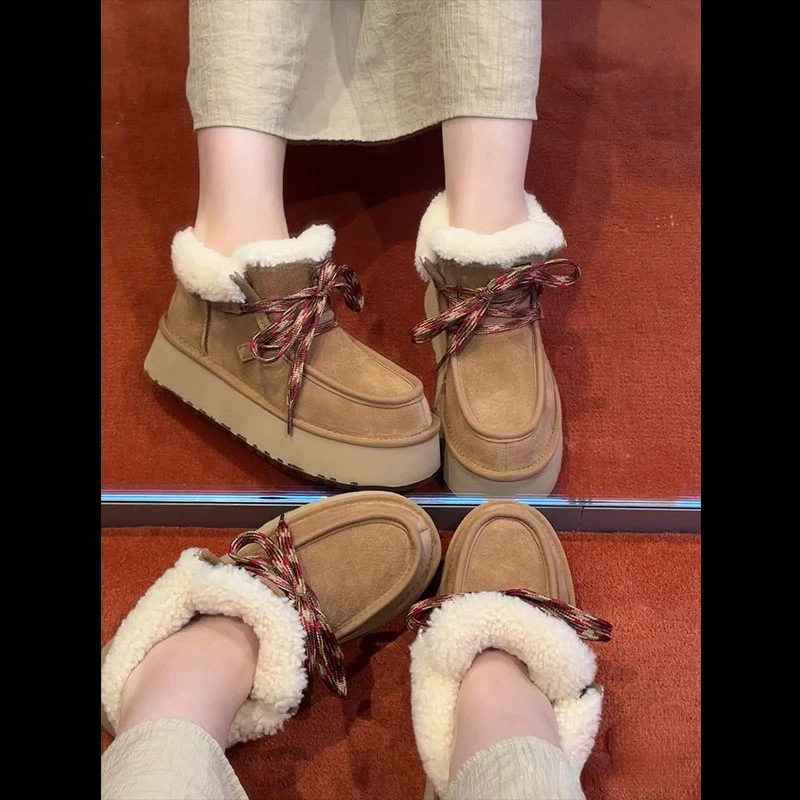 Зимние сапоги из натуральной овечьей шерсти новинка 2024 женская зимняя теплая