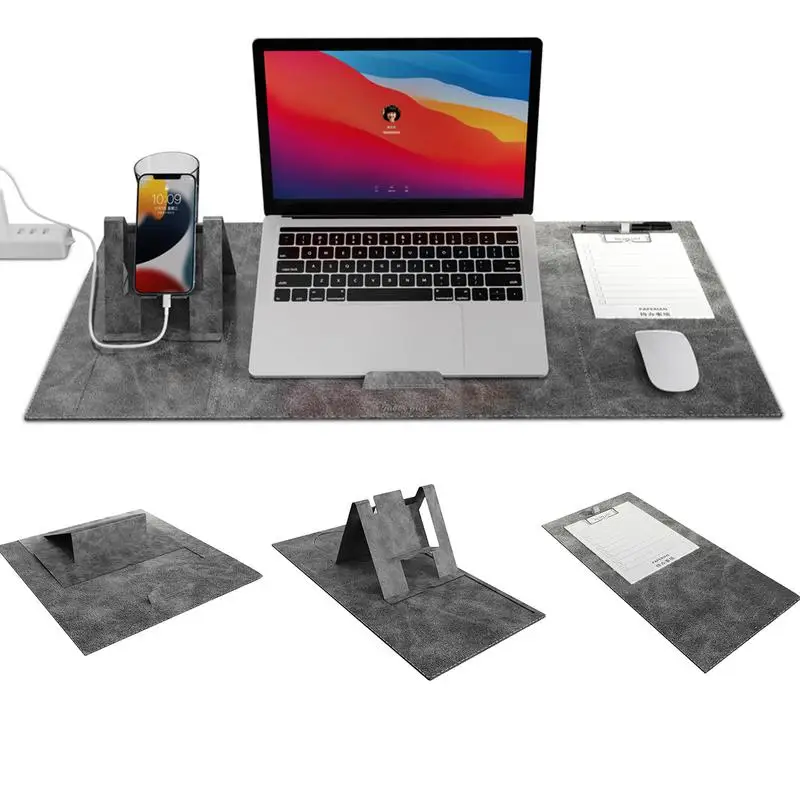 Office Desk Protector Pad Multifunctional Table Mat Foldable Desk Cover Mat With Laptop Stand Non-slip Design Desk Organizer Pad