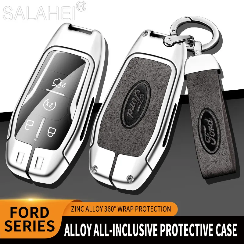 

Zinc Alloy Car Key Case Fob Cover For Ford Fusion Mondeo Mustang F-150 Explorer Edge 2015 2016 2017 2018 Keychain Accessories