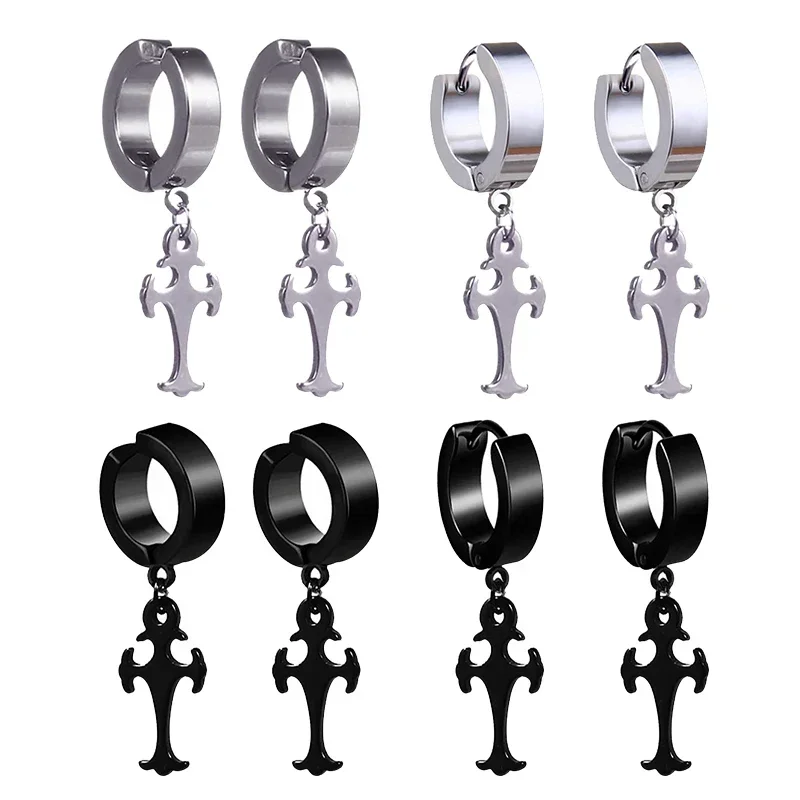 

Punk Stainless Steel Women Men Hoop Earrings Hiphop Fashion Small Trendy Round Pendants Earrings Jewelry Accessories Gifts