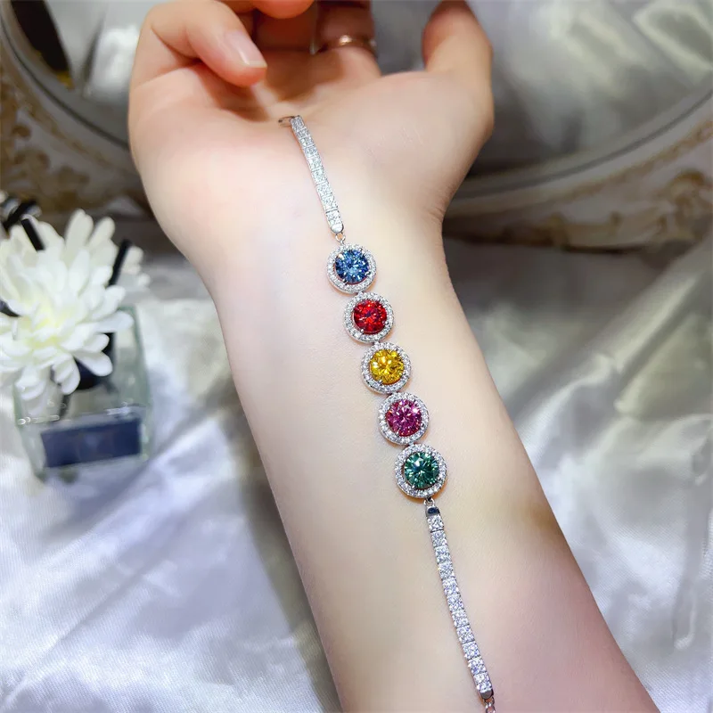 Фото Браслеты SACE GEMS GRA, сертифицированные D цвета, всего 5 карат, муассанит, стерлинговое серебро 925 пробы, 19 см для женщин, ювелирные украшения для помолвки и вечеринки №3