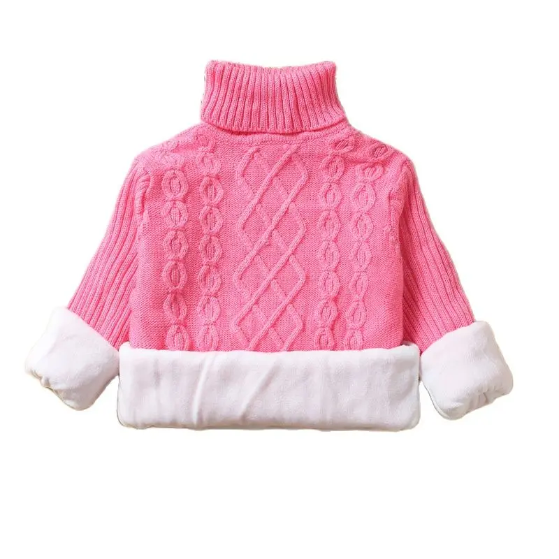 

Kids Boys Girls High collar Sweater Winter Thick Warm Kids Add Wool Baby Boy Girls Long Sleeve KnitwearTops Clothes1-12Y