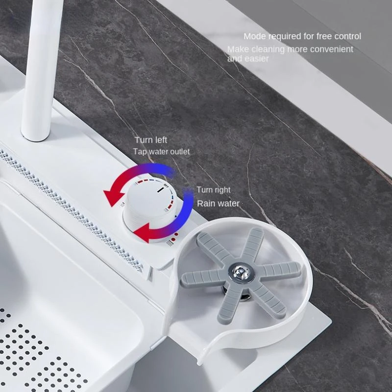 Белый цвет многофункциональные смесители для кухни Водопад с левым сливным