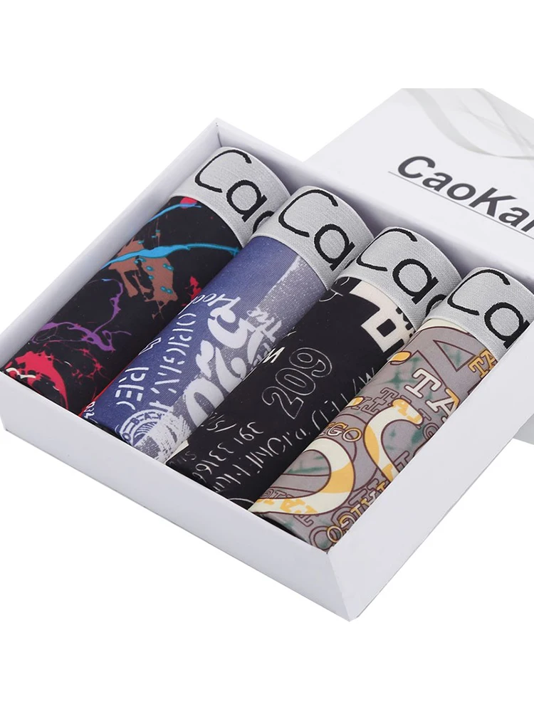 Summer Men's Underwear Boxers Ice Silk Breathable Print Ultra-Thin Personalized Youth Boxer Korean Fashion