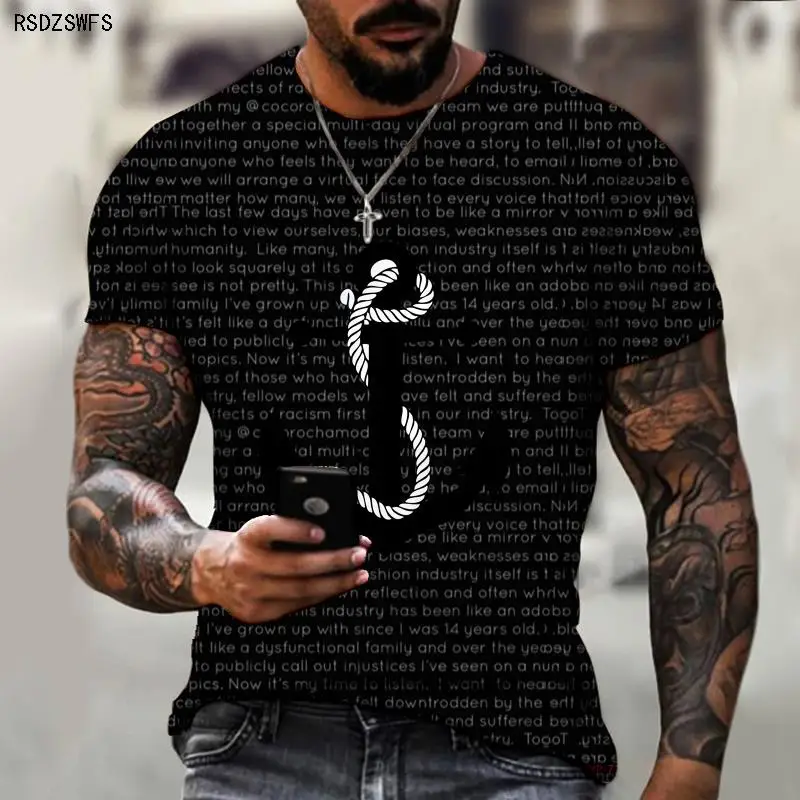 

Men's Shirt English Letters Animal World Ghost Art 3D Printing Tops Crew Neck T-shirts Street Fashion Oversize 5XL