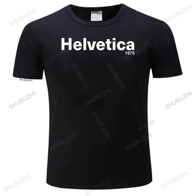 

Helvetica 1975 T Shirt Men Letter Print Tshirt Round Neck T-Shirt Labor Day Tees Short Sleeve Cotton Tops Europe Wholesale