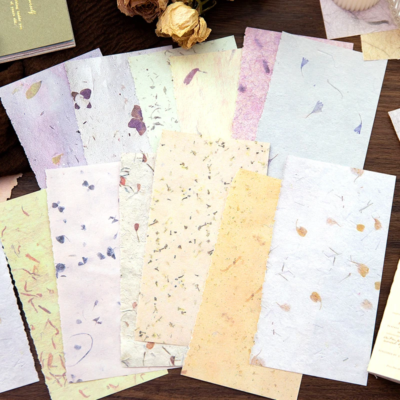 

24 Sheets Textured Crushed Flower Series Background Decorative Paper Scrapbooking Handbook DIY Memo Pad Stationery Supplies